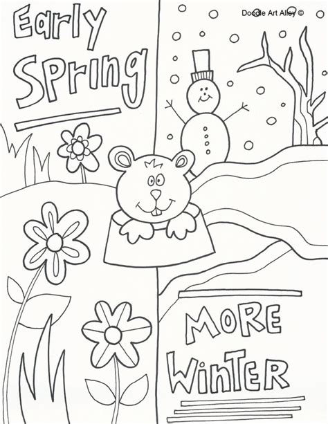 groundhog day coloring pages doodle art alley