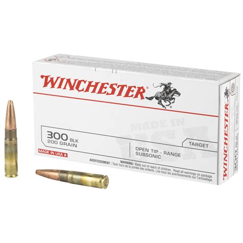winchester usa  blackout ammo  grain subsonic open tip case