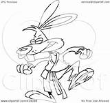 Stomping Cartoon Karate Rabbit Toonaday Royalty Outline Illustration Rf Clip 2021 sketch template