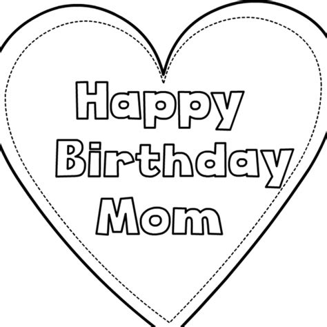 heart happy birthday mom template coloring page