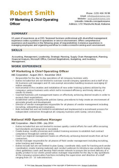 chief operations officer resume
