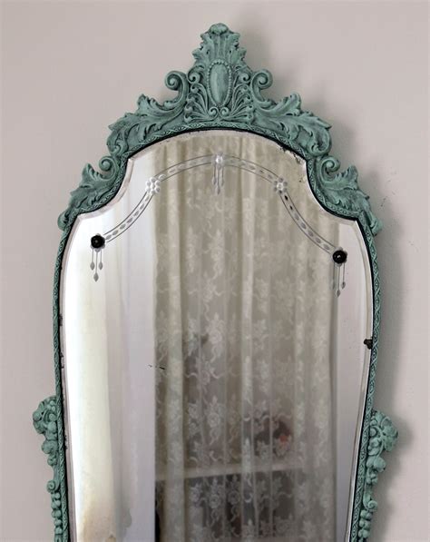 antique etched mirror aqua victorian mirror carved wood