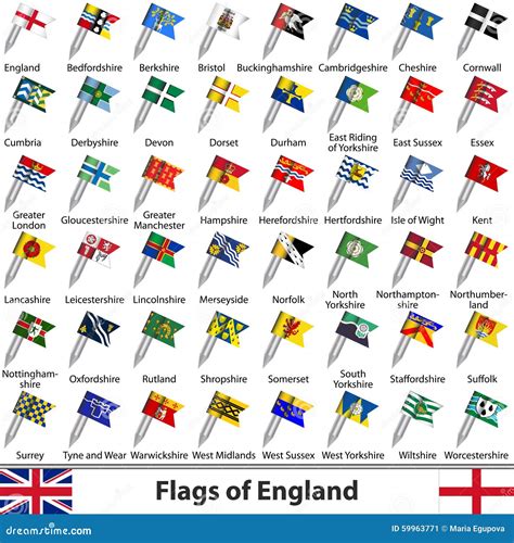 flags  england uk stock vector illustration  english