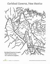 Coloring National Park Pages Cave Caverns Carlsbad Ice Cavern Parks Color Yellowstone Worksheet Sheets Worksheets Caves Mexico School Education Designlooter sketch template