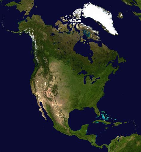 large detailed satellite map  north america north america large