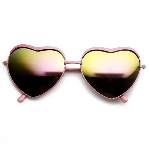 Womens Cute Heart Shape Revo Mirrored Lens Sunglasses Zerouv