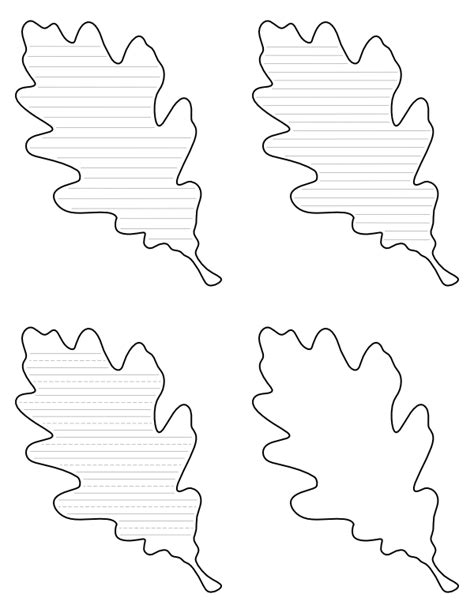 printable oak leaf shaped writing templates