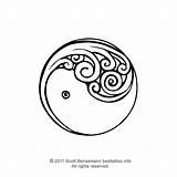 Maori Fern Koru Yin Polynesian Zealand Spirals sketch template
