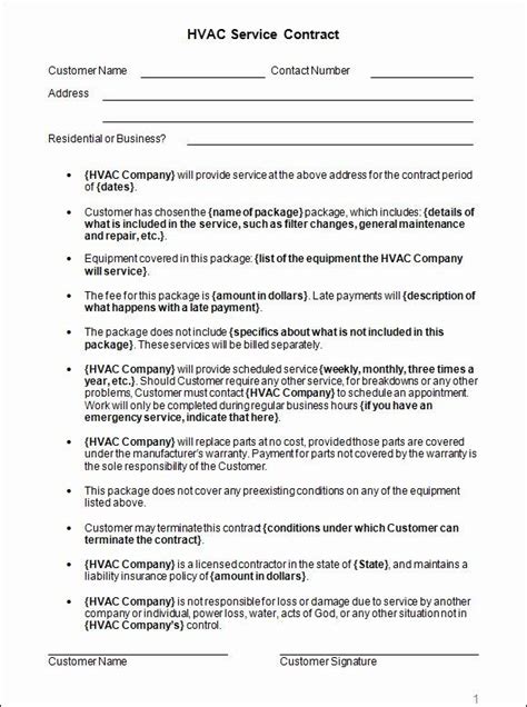 hvac service contract template   sample hvac services contract