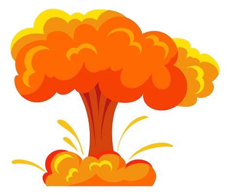 atomexplosion cartoon effekt atombombenrauchwolke isoliert auf weissem