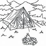 Camping Coloring Pages Tent Kids Outdoor Scene Camp Drawing Korner Mountain Family Night Time Color Campsite Scouts Printable Forest Getdrawings sketch template