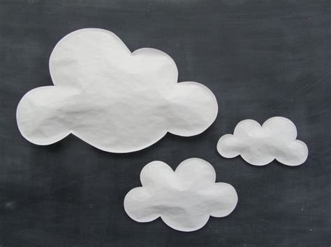 cloud art set   white paper clouds  wall hanging