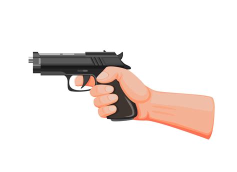 hand holding gun aiming ready  shot handgun pistol  cartoon