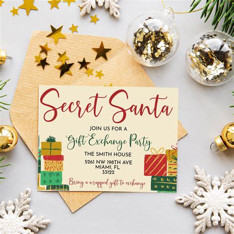 christmas secret santa gift exchange party invitation etsy gift