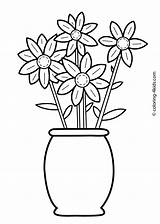 Coloring Malvorlagen Blumen Hoa Kwiaty Thêu Halaman Sách Tô Màu Móc 4kids Vase Mewarna Kertas Kolorowanki Kidipage sketch template