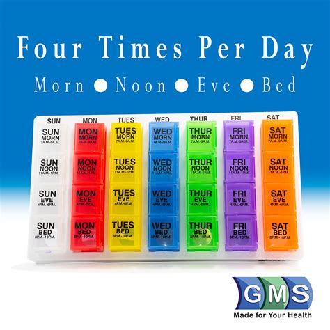 weekly  times  day rainbow pill organizer gms group medical supply