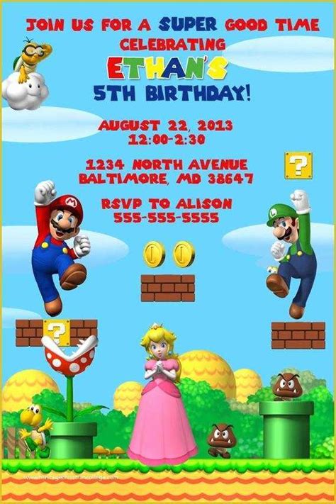 Super Mario Invitations Template Free Of Super Mario Invitation Mario