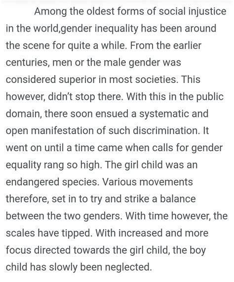 argumentative essay on gender inequality