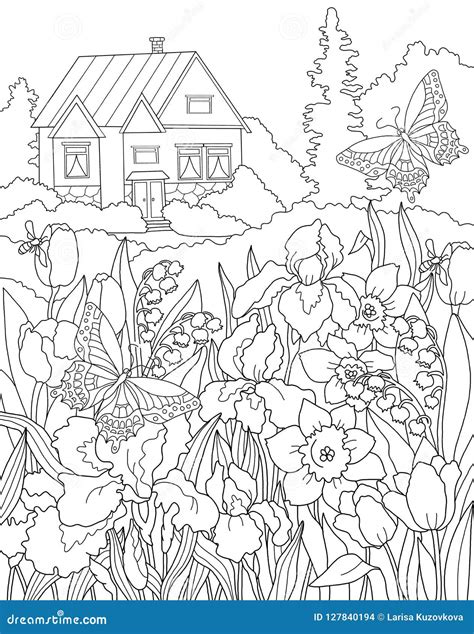cottage garden coloring pages pin   cottage coloring page