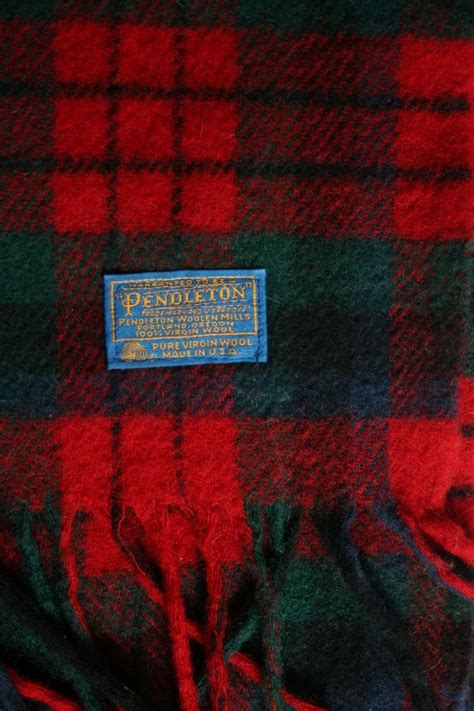 beautiful pendleton wool blanket red green blue plaid