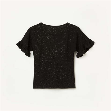 buy tiny girl textured flutter sleeves top from tiny girl at just inr