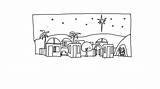 Bethlehem Town Draw Little Drawing Line Christmas Choose Board Nativity sketch template