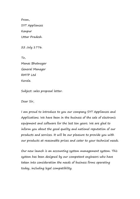 sample proposal letter  sell products    letter