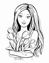 Coloring Pages Girl Beautiful Ladies Girls Printable Old Print Year sketch template