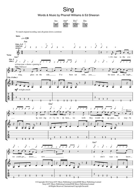 Sing Guitar Tab By Ed Sheeran Guitar Tab 118908