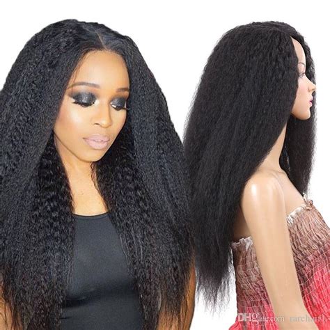 24 long straight black wig synthetic afro kinky straight