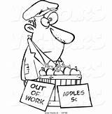 Homeless Cartoon Person Coloring Apples Man Sell Vector Pages Trying Poor Outlined Drawing Royalty Clipart Getdrawings Getcolorings Ron Leishman Color sketch template