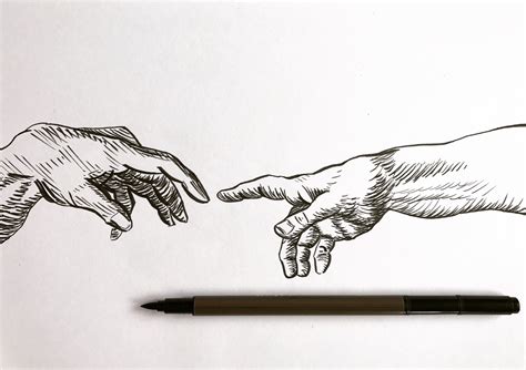 creation  adam hands drawing