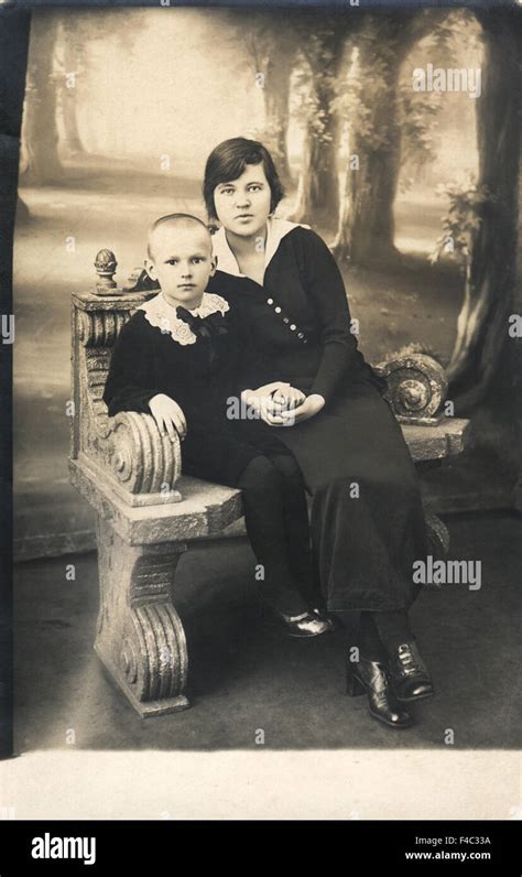 Vintage Portrait Of A Mother And Her Little Daughter Circa 1925 St