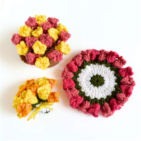 flower pot coaster set  crochet pattern hyggecrochetco