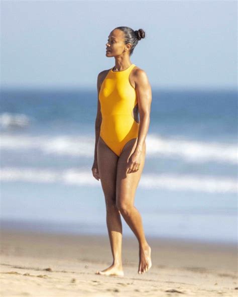 Zoe Saldana Looks Like A Black Goddess In A Yellow Bikini