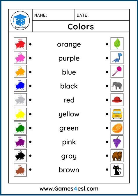 printable learning colors worksheets