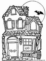 House Halloween Coloring Haunted Kids Pages Printable Print Color sketch template