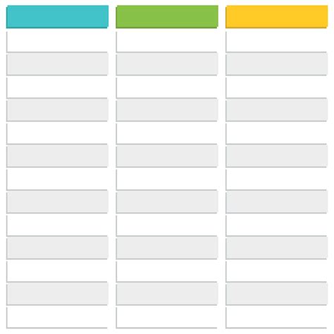 printable blank  column chart templates