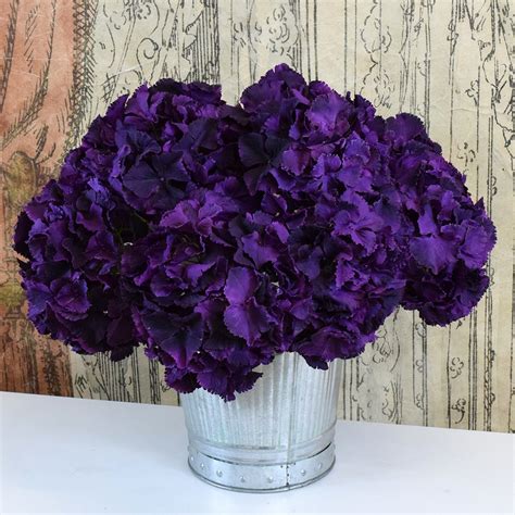 silk ka faux flowers deep purple hydrangea spray