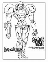 Samus Aran Metroid sketch template