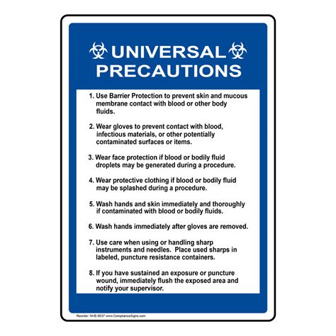 universal precautions sign nhe  medical facility