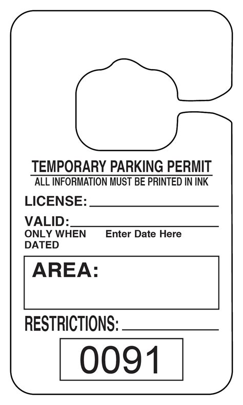 hanging parking permit template word  printable templates