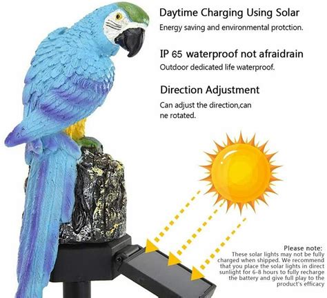parrot solar light  solar led panel fake parrot waterproof ip garden lamp ebay