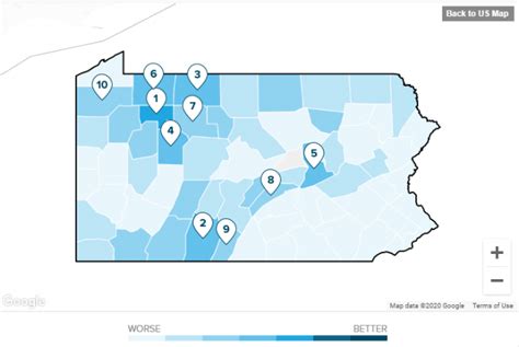 pa counties   lowest tax burden  numbers racket