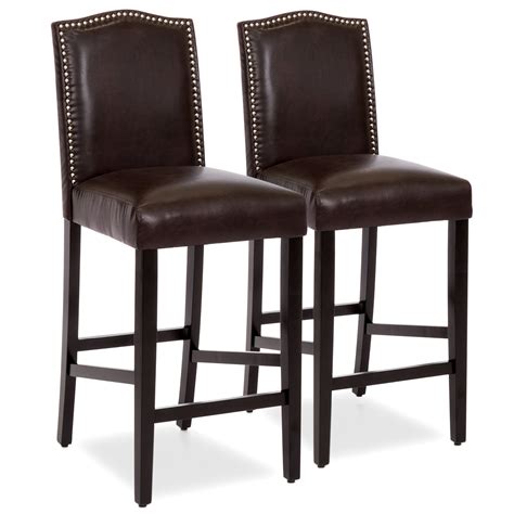 choice products set    faux leather counter height armless bar stool chairs