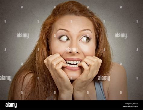 Closeup Portrait Headshot Nervous Stressed Young Woman Girl Employee