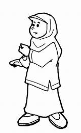 Mewarnai Muslimah Kartun Sketsa Sekolah Alat sketch template