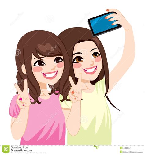 asian friends selfie stock vector illustration of posing 40395257