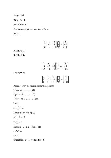 Solve Each Of The Following Systems Of Equations Using Matrix Method X
