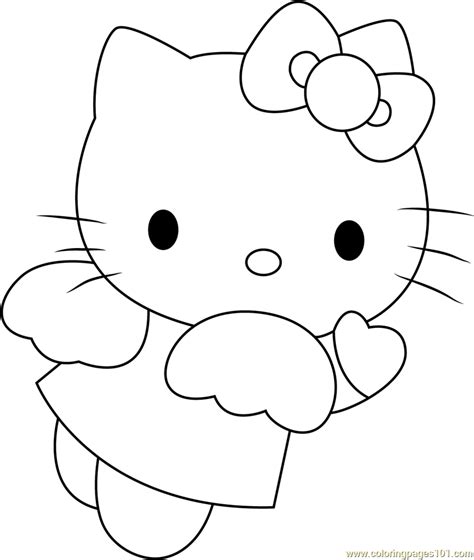 angel blue hearts  kitty coloring page  kids   kitty